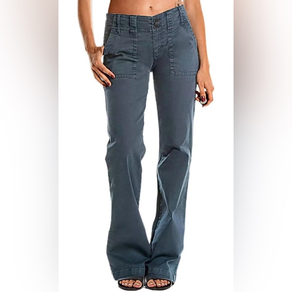 Women's Wide-Leg Utility Pants - Slate Blue